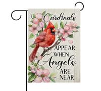 Le Cardinal Apparaît Quand Les Anges Sont Proches. Souvenir Du Printemps Et De L'Été. Oiseau Rouge. Fleur De Cornouiller. Drapeau Couleurs Vives Drapeaux Solide Drapeau De Jardin 30X45Cm