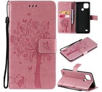 Le Cas De Realme C11 2020 / C11 2021,Gaufré Chat Et Arbre Design Pu Cuir Flip Porte-Monnaie Fente Pour Carte Le Cas De Realme C11 6.5"" 2020 / Realme C11 6.52"" 2021