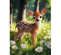 Le cerf Diamond Painting Adulte, Diamond Painting Enfant Fleurs, 5D DIY Broderie Diamant Kit Complet, pour Décoration Murale de la Maison Cadeau, Activités de Réduction du Stress 30x40cm f-330