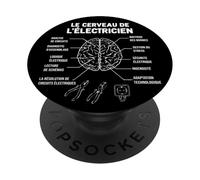 Le Cerveau de Électricien électricité Lumière Ouvrier Humour PopSockets PopGrip Adhésif