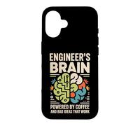 Le Cerveau de l'ingénieur alimenté par Un ingénieur du café Coque pour iPhone 16