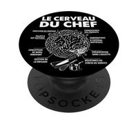 Le Cerveau du Chef Cuisine Food Cuisinier Chef cuisto Drôle PopSockets PopGrip Adhésif
