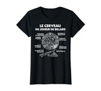 Le Cerveau du Joueur De Billard Billard Billardiste Humour T-Shirt Graphique avec Valeur, Femme, Noir, S
