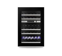 Le Chai CAVE MULTI-USAGES encastrable auto-ventilee, 46 bouteilles, 2 zones, Cadre de la porte vitree noire, Porte reversible, ouverture droite, Porte triple vitrage, traite anti-UV, . Push-open (sans