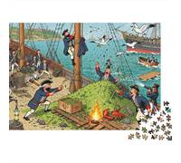 Le Chaos du Port de Boston Tea Party Puzzle en Bois Imperméable Puzzles De 1000 Pièces pour Adultes Cadeaux Amusant Jeux Éducatifs