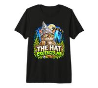 Le Chapeau me protège Chat Tin Foil Hat UFO Conspiracy T-Shirt Haut de Gamme