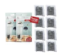 Le Charbon Actif Français 8X filtres à gourde Charbon actif végétal français Granules super activées - En 20 MINUTES seulement - Naturel pour carafe, gourde - Filtre l'eau courante du robinet
