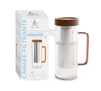 Le Charbon Actif Français - Carafe filtrante en verre 1,5L + 1 cartouche filtrante incluse - Filtre inox rechargeable à l’infini - Purifie l’eau du robinet (chlore, pesticides, PFAS) - sans BPA