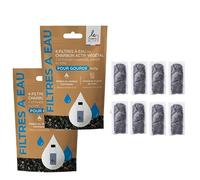 Le Charbon Actif Français Lot de filtres à eau Charbon actif végétal français Granules super activées - En 20 MINUTES seulement - Naturel pour carafe, bouteille, gourde - Filtre l'eau courante (8)