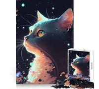 Le Chat dans Les étoiles Puzzle de 1000 pièces pour Adolescents Stimulation de l'esprit, Loisir, Bords Uniformes (38x52cm)