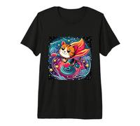 Le Chat de Super-héros Flotte à Travers la Galaxie des étoiles T-Shirt Haut de Gamme