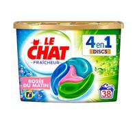 Le Chat Discs Fraîcheur - Lessive en Capsules - Parfum Rosée du Matin - Lessive 4en1 - 38 Lavages (38 doses 4en1)