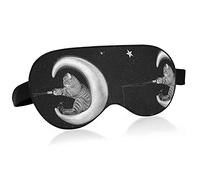 Le chat est assis sur la lune et attrape les étoiles. Masques pour les yeux.