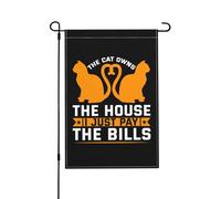 Le Chat Est Le Maître De La Maison, Je Ne Fais Que Payer Les Factures. Drapeau De Jardin Avec Œillets Bannière Double Face Drapeaux Pour Toutes Les Saisons Chambres Vacances 30X45cm