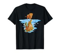 Le Chat et Le Tigre se reflètent dans la flaque de Chat T-Shirt Graphique avec Valeur
