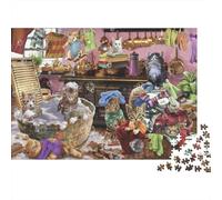 Le Chat Fait la lessive Casse-tête 1000 Pièces sans Poussière, Puzzles pour Adultes Jeu De Patience pour Une Activité Jour De Pluie, Cadeau De Retraite 52x38cm/1000pcs