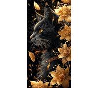 Le chat Fleurs Diamond Painting Adulte, Diamond Painting Enfant Débutants, Loisirs Créatifs Adultes,5D DIY Broderie Diamant Kit Complet, Décoration Cadeau Murale, Réduction du Stress 80x160cm N-574