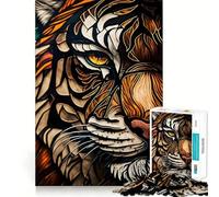 Le Chat Glare du Roi Puzzle en Verre de 1000 Pièces pour Adolescents Jouet Cognitif et Détente Douce Assemblage de Motifs Pièce d'art Fine 50x75cm