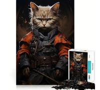 Le Chat Guerrier Puzzle de 1000 pièces pour Adolescents Jeu de logique Stimulant Détente et clarté Cadeau d'anniversaire Surprise 38x26cm