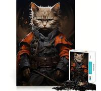 Le Chat Guerrier Puzzle de 1000 pièces pour Adolescents Jeu de réflexion et de complicité Découpe de précision Pièce de Collection Artistique 38x52cm
