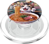 Le Chat Kawaii Japonais de détresse Plonge dans Le Bol de Ramen PopSockets PopGrip pour MagSafe