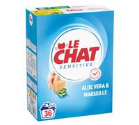 Le Chat Lessive en poudre – Savon de Marseille & Aloe Vera – Peaux sensibles – 36 lavages