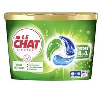 LE CHAT -L'Expert -Disc 4en1 -Action Anti-Taches -Sans Conservateur -Parfum Hypoallergénique -Ingrédients Sélectionnés avec Soin -Efficace à Froid -Respect des Fibres - Efficacité Le Chat -25 Capsules