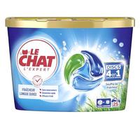 LE CHAT -L'Expert -Disc 4en1 -Fraîcheur Longue Durée -Sans Conservateurs -Dissolution Rapide -Ingrédients Sélectionnés avec Soin -Efficace à Froid -Respect des Fibres - Efficacité Le Chat -25 Capsules