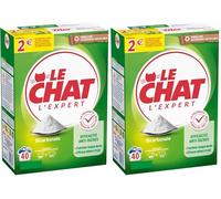 Le Chat - l'Expert - Lessive en Poudre - Efficace Anti-Tâche - Fraîcheur longue durée - Efficace même à Froid - Bicarbonate - 40 Lavages - Emballage Entièrement Recyclable (Lot de 2)