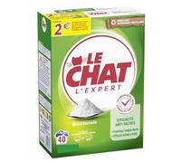 Le Chat - l'Expert - Lessive en Poudre - Efficace Anti-Tâche - Fraîcheur longue durée - Efficace même à Froid - Bicarbonate - 40 Lavages - Emballage Entièrement Recyclable