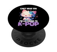Le chat pop coréen ne peut pas t'entendre, j'écoute de la K-Pop PopSockets PopGrip Adhésif