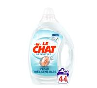 Le Chat Sensitive 0% - Lessive Liquide Hypoallergénique - 44 Lavages (2.2L) - Sans Parfum - Sans Colorants - Sans Conservateurs