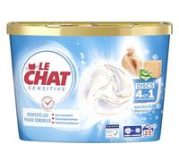 LE CHAT -Sensitive - Disc 4en1 -Savon de Marseille & Aloe Vera - Respecte les Peaux Sensibles -Sans Conservateur - Parfum Hypoallergénique - Testé Dermatologiquement - Efficacité Le Chat - 23 Capsules
