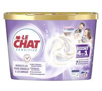 Le Chat, Sensitive, Lessive Capsules, Animaux & Compagnie, Formule avec soin, Respecte les peaux sensibles et les animaux, Elimination des poils d'animaux, developpe avec des veterinaires, 23 lavages