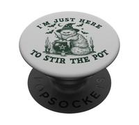 Le Chat sorcière d'halloween Dit « I'm Just Here to Stir The Pot » PopSockets PopGrip Adhésif