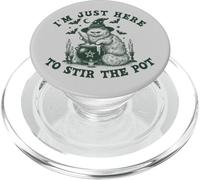 Le Chat sorcière d'halloween Dit « I'm Just Here to Stir The Pot » PopSockets PopGrip pour MagSafe
