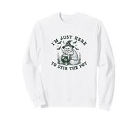 Le Chat sorcière d'halloween Dit « I'm Just Here to Stir The Pot » Sweatshirt