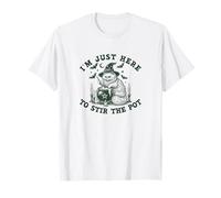 Le Chat sorcière d'halloween Dit « I'm Just Here to Stir The Pot » T-Shirt