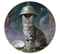 Le Chat Tabby Puzzle 1000 Pièces Jeu Cadeau Unique Chat Mignon Puzzle Ronds Jeu D'Intelligence pour Adultes Et Enfants1000pcs (67.5x67.5cm)