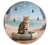 Le Chat Tabby Puzzle De 1000 Pièces Jeu Cadeau Unique Chat Mignon Puzzle Rond Jeu D'Intelligence Adultes Et Enfants À Partir De 12 Ans1000pcs (67.5x67.5cm)