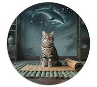 Le Chat Tabby Puzzle De 1000 Pièces Jeu Cadeau Unique Chat Mignon Puzzle Ronds Jeu D'Intelligence pour Adultes Et Enfants1000pcs (67.5x67.5cm)