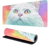 Le Chat Tapis de Souris Gamer 700 x 300 x 3mm Blanc Tapis Souris XXL Extended Mousepad Desk Mat avec Base en Caoutchouc Antidérapant, Imperméable Mouse Pad, pour Ordinateur, PC, Bureau, Maison r-401