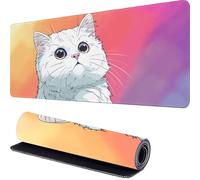 Le Chat Tapis de Souris Gamer 700 x 300 x 3mm Blanc Tapis Souris XXL Extended Mousepad Desk Mat avec Base en Caoutchouc Antidérapant, Imperméable Mouse Pad, pour Ordinateur, PC, Bureau, Maison r-402