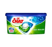 Le Chat Trio-Bulles L'Expert - Lessive en Capsules - 30 Lavages (30 doses) - Lessive Blanc et Couleurs - Capsules Lessive 3en1