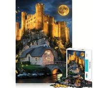 Le château au Clair de Lune, la Danse des lucioles et la rivière sereine Puzzle de 1000 pièces pour Adolescents, Jeu de logique Stimulant, activité à la Maison, Bords Nets, Cadeau précieux 50x75cm