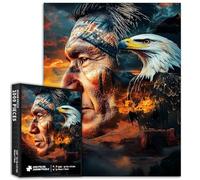 Le chef amérindien se mélange avec les aigles à tête blanche et de beaux paysages - Puzzle de 1 000 pièces pour adultes - Puzzle coloré à faire soi-même - Cadeaux de décoration de la maison - Puzzle