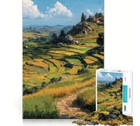 Le Chemin vers Le Village au Sommet Puzzle de 1000 pièces pour Adolescents Jeu de réflexion Stimulant Passe-Temps Calme Découpe précise Joli Cadeau 50x75cm