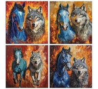 Le cheval loup Diamond Painting DIY 5D Diamond Peinture Kits 35x35cm l-500