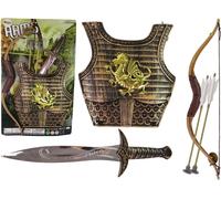 Le chevalier met son armure, son arc et son épée
