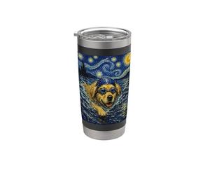 Le chien nageur Golden Retriever Art Natation aime nager Gobelet isotherme en acier inoxydable double paroi